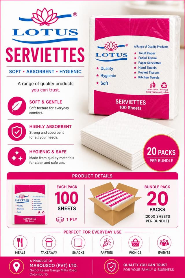 Paper Serviette Lotus - 1 ply / 100 sheet