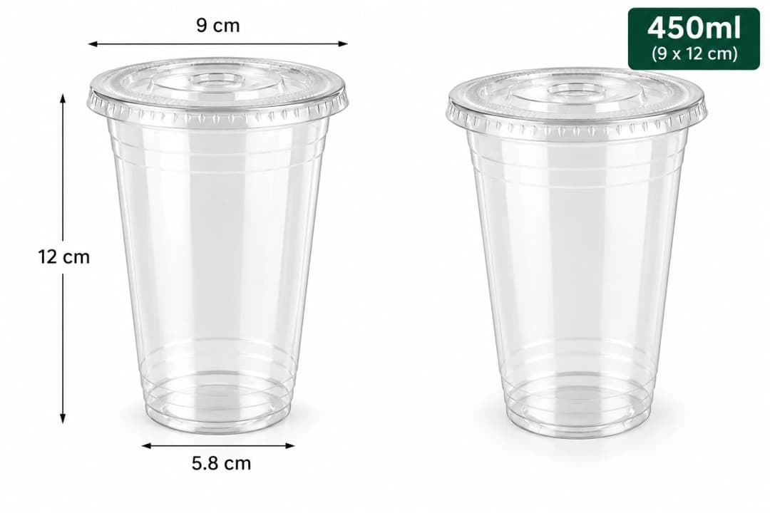 PET Cup Flat Lid - 450ml (9 x 12 cm)